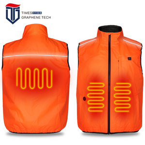 Customize Waterproof Orange Work Heated Reflective Vest With Rechargeable Battery Usb For Man Women Electric Heating Heated Vest