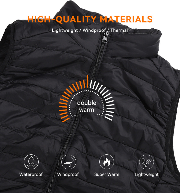 Temperature Control Outdoor Rechargeable Battery Smart Heating Cotton Waistcoat Washable Usb Charging Heated Vest For Women