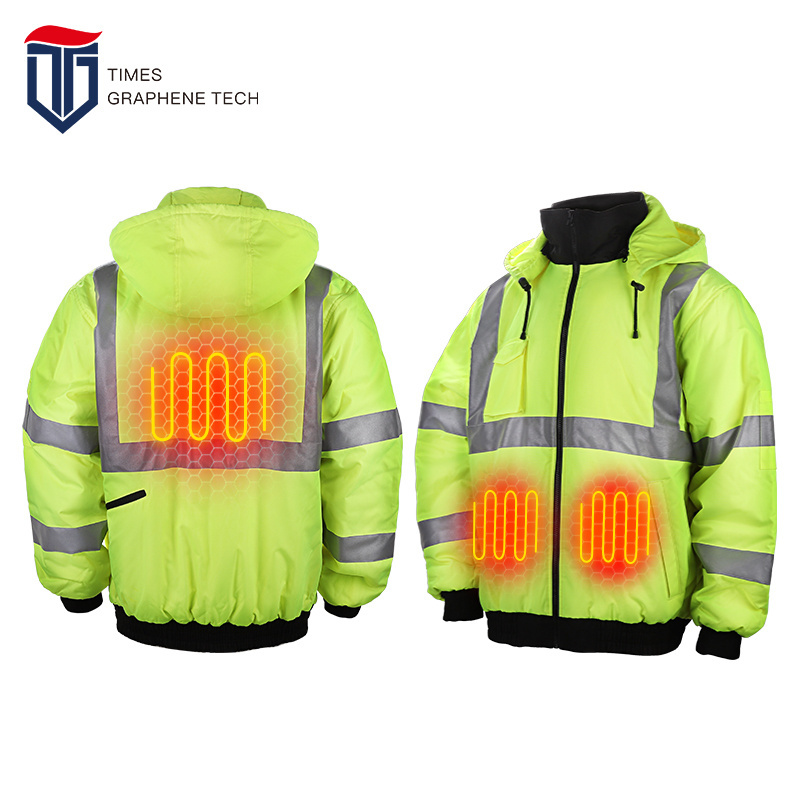 Waterproof Heating Thermal Power Battery Electric Heated Construction Work Jacket For Winter Mens Women Reflective Heated Jacket