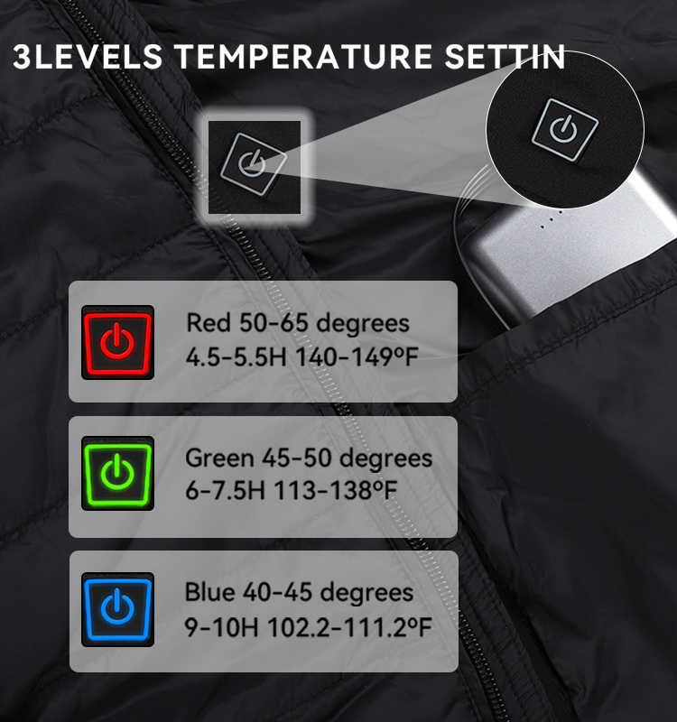 Temperature Control Outdoor Rechargeable Battery Smart Heating Cotton Waistcoat Washable Usb Charging Heated Vest For Women