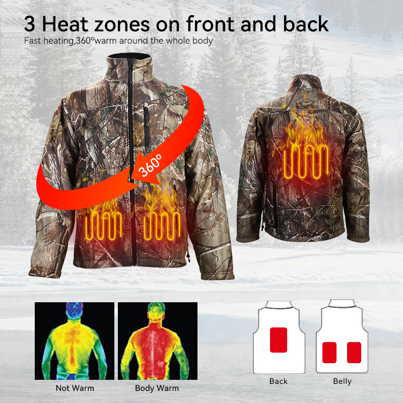 Temperature Controller Waterproof Heated Hunting Jacket With Heating Clothing Winter Men Women Kids Usb Battery Heated Jacket