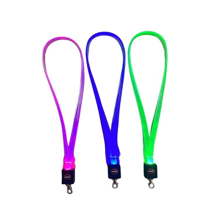 Hot Selling Color Changeable Led Flash Fashion Fiber Optic Light Guide Lanyard