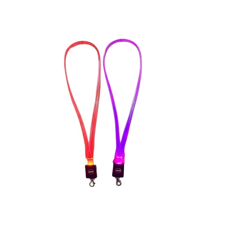 Hot Selling Color Changeable Led Flash Fashion Fiber Optic Light Guide Lanyard