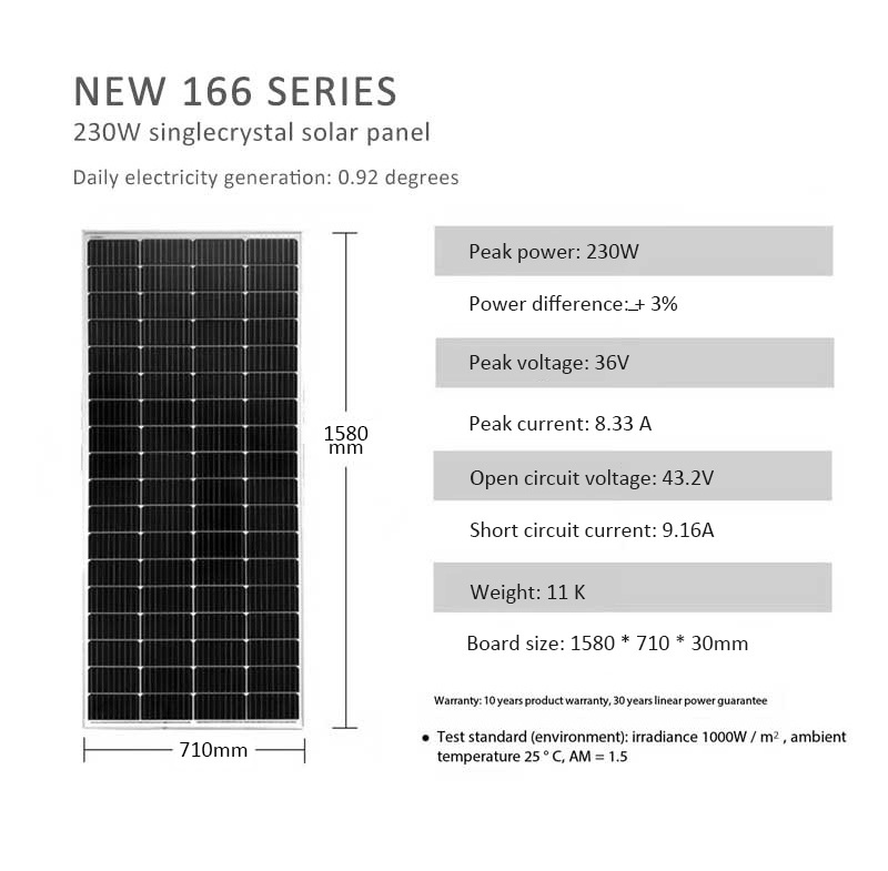 Times Power Panel solar portatil 230W monocrystalline silicon solar panel system for home  24v photovoltaic panel components