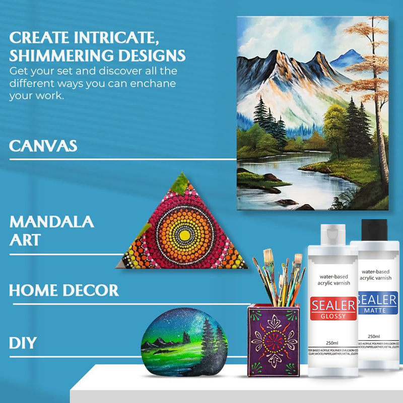 Timesrui Acrylic Varnish Kit With Matte And Gloss Effect Seals And Protects Artworks From Dust Light Archival Finishing