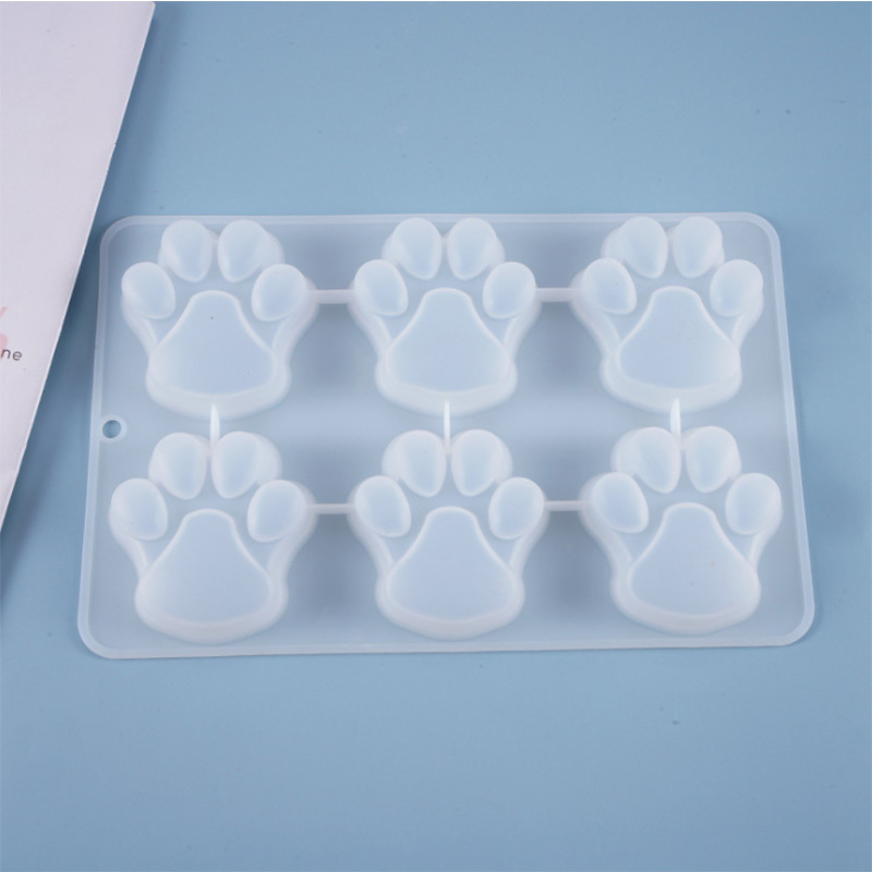 DIY crystal epoxy mold semi-stereoscopic cat paw doll cute mirror frosted silicone mold for resin