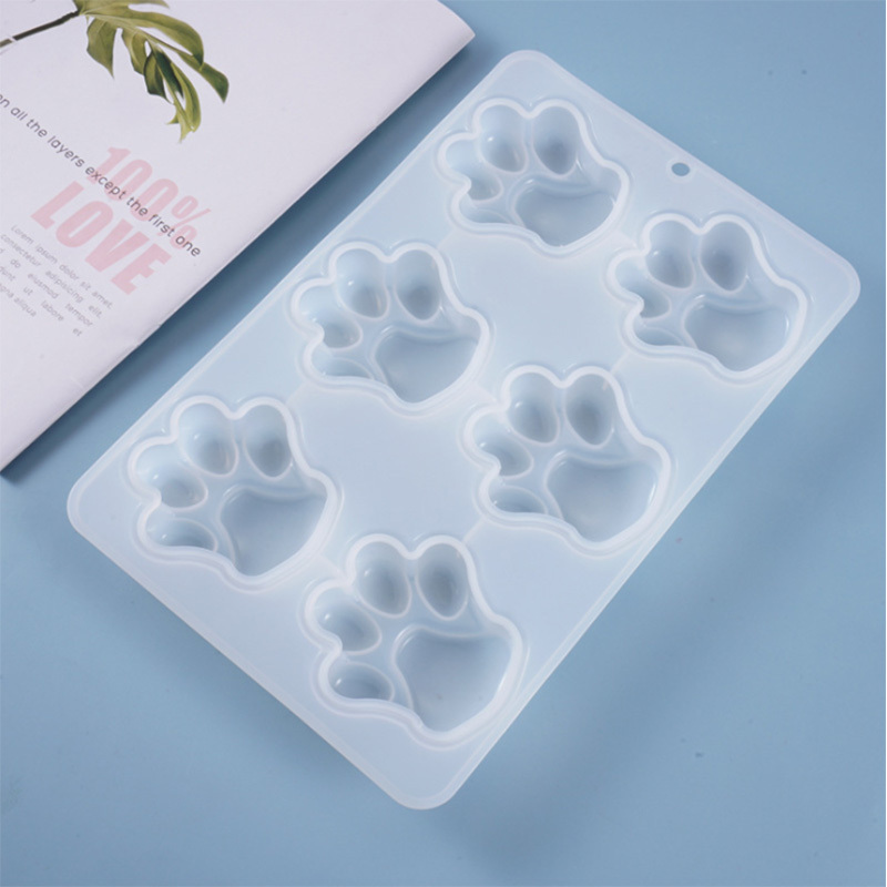 DIY crystal epoxy mold semi-stereoscopic cat paw doll cute mirror frosted silicone mold for resin