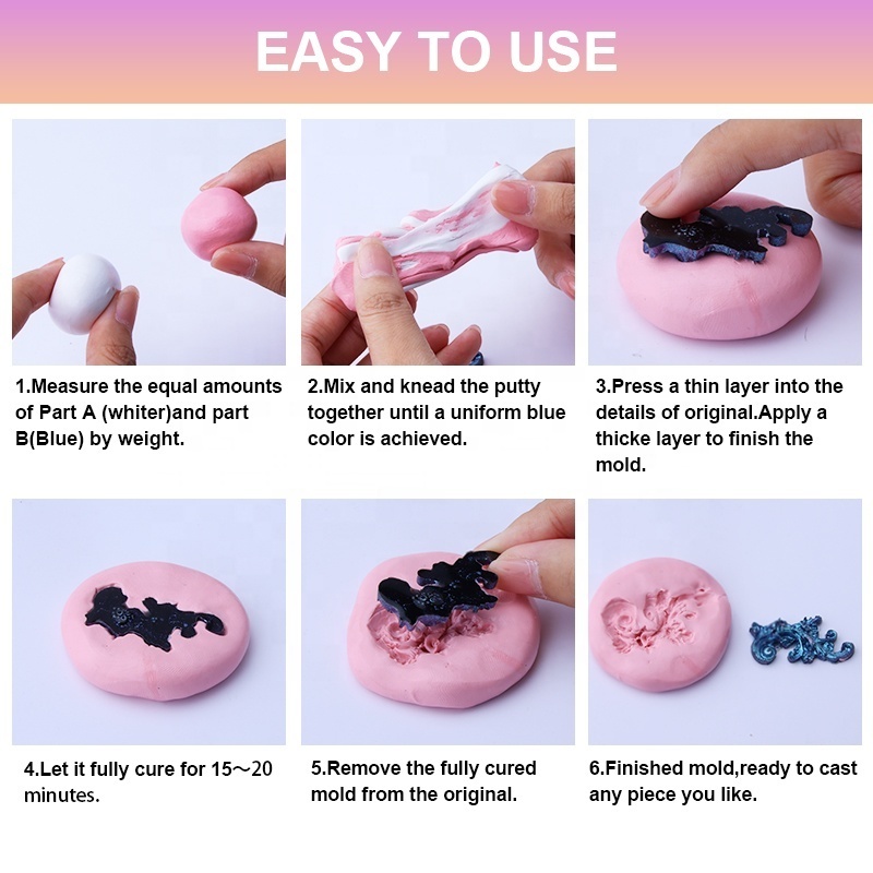 Timesrui Silicone Putty Easy1:1Mixing Ratio Fast Cured Molding Silicone Putty for Casting Reusable Silicone Putty Mold