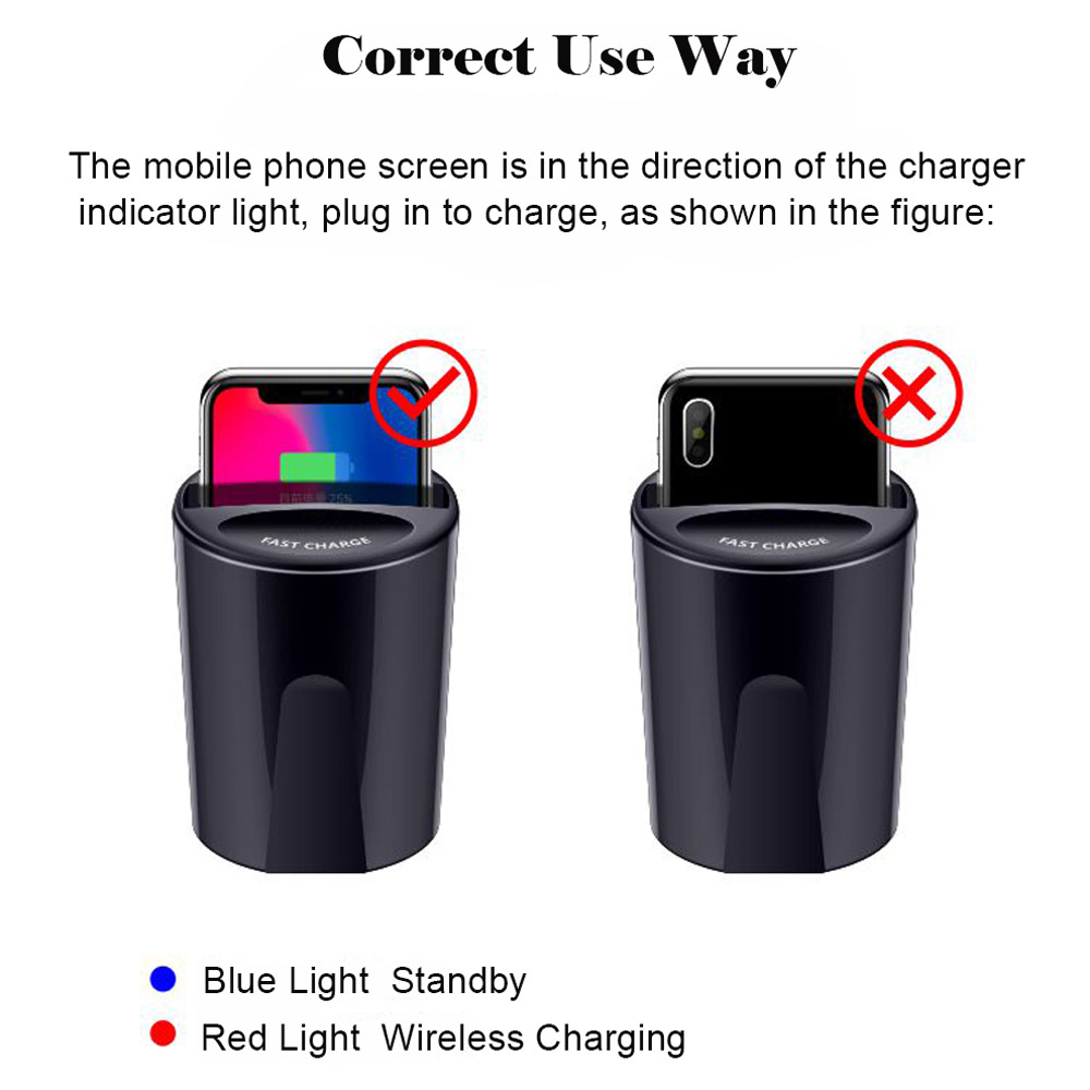 New design popular 2022 10W Car Wireless Charger Cup  Car Charger Holder with USB Mobile Phone Charger for Android phones