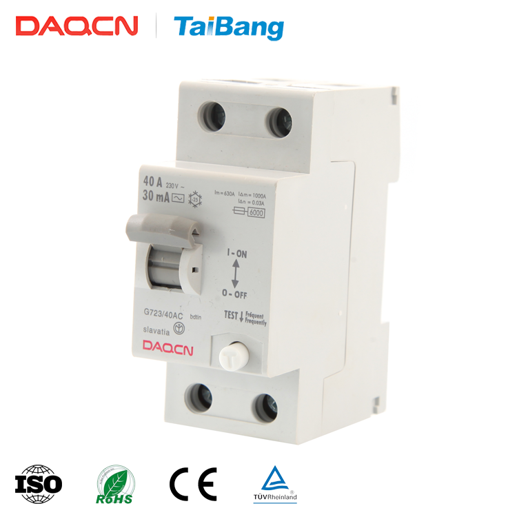 DAQCN Good Price 40A 30Ma 2Pole Electromagnetic Earth Leakage Circuit Breaker