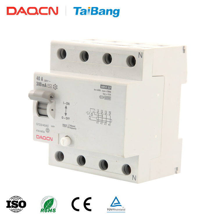 DAQCN Good Price 40A 30Ma 2Pole Electromagnetic Earth Leakage Circuit Breaker