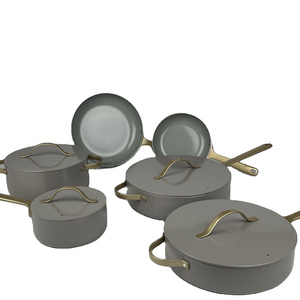 10pcs Cookware Set Stainless Steel with Glass Metal Surface Pcs Handle Feature Eco Material Origin Type