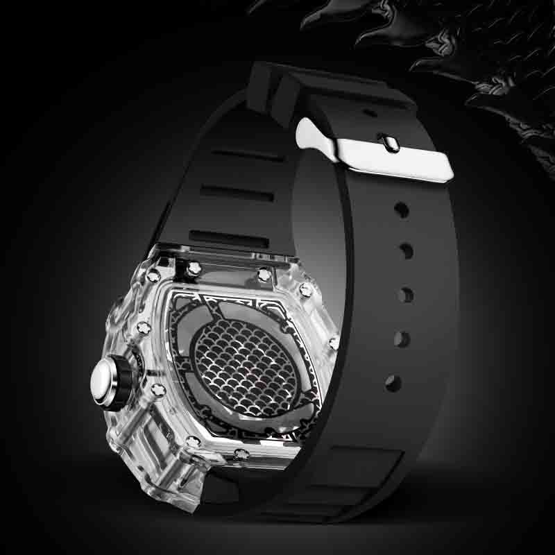 Time Token Brand New Light Luxury Fashion Men's Quartz Watch Waterproof Dragon Watch Luminous Hollow-Carved Design Men's Watch