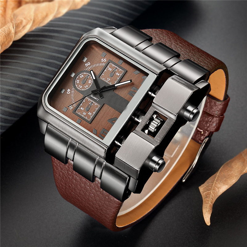 King Made In Prc Men's Quartz Watch Fashion Pu Leather Strap 24 Hours Timer Chronometer Moq 2 Golf Watch Factory