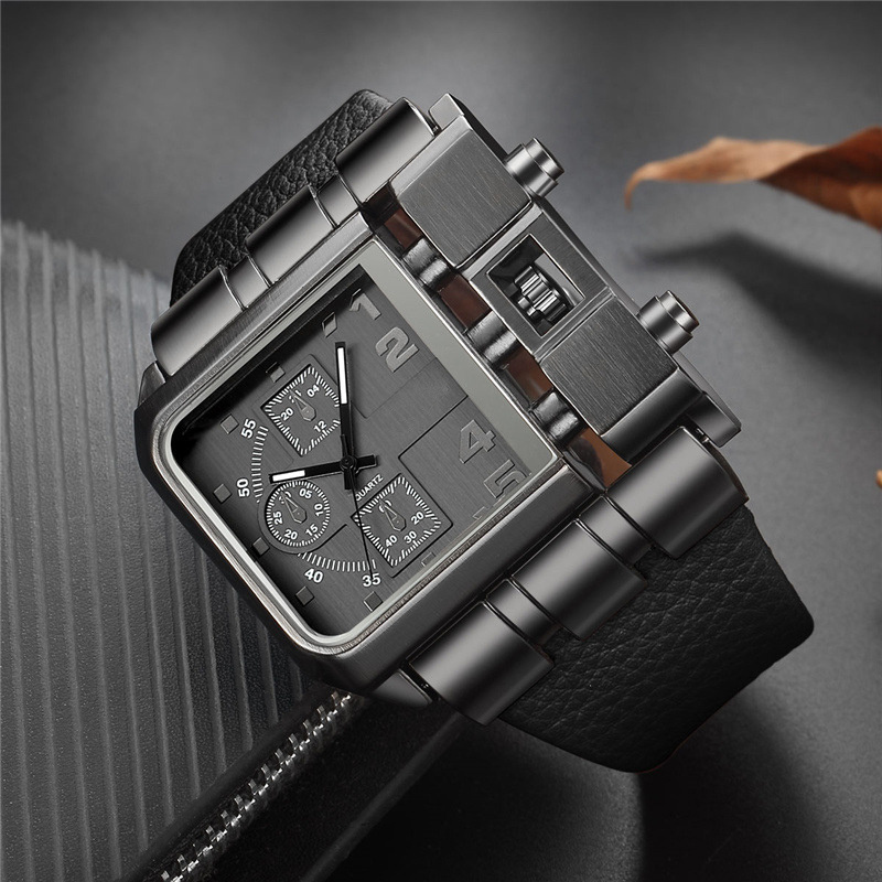 King Made In Prc Men's Quartz Watch Fashion Pu Leather Strap 24 Hours Timer Chronometer Moq 2 Golf Watch Factory