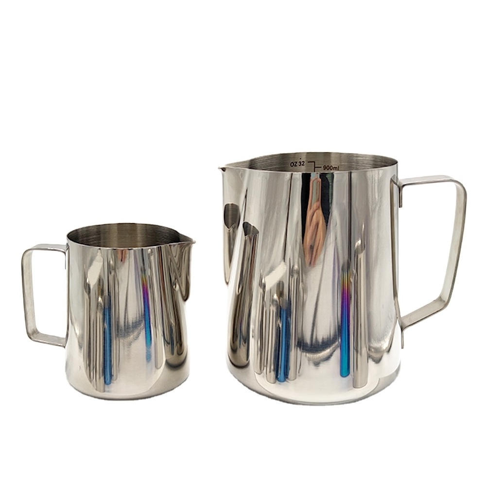 Metal milk jug frothing pitcher 304 stainless steel 12oz 20oz gold 1 litre frothing milk jug frothing pitcher