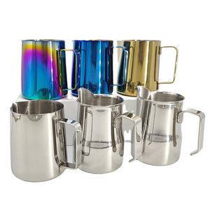 Metal milk jug frothing pitcher 304 stainless steel 12oz 20oz gold 1 litre frothing milk jug frothing pitcher