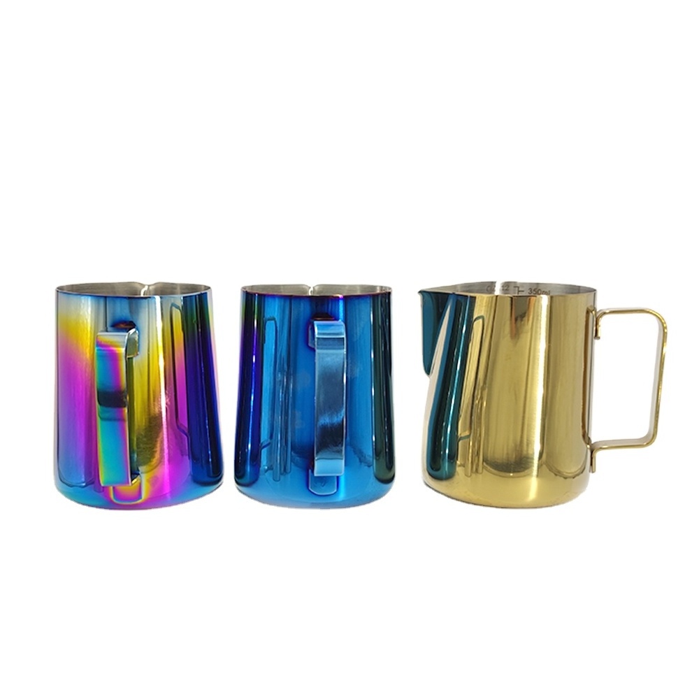 Metal milk jug frothing pitcher 304 stainless steel 12oz 20oz gold 1 litre frothing milk jug frothing pitcher