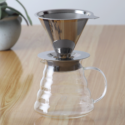 600ml Clear Glass Range Coffee Server pot pour over borosilicate glass coffee maker set