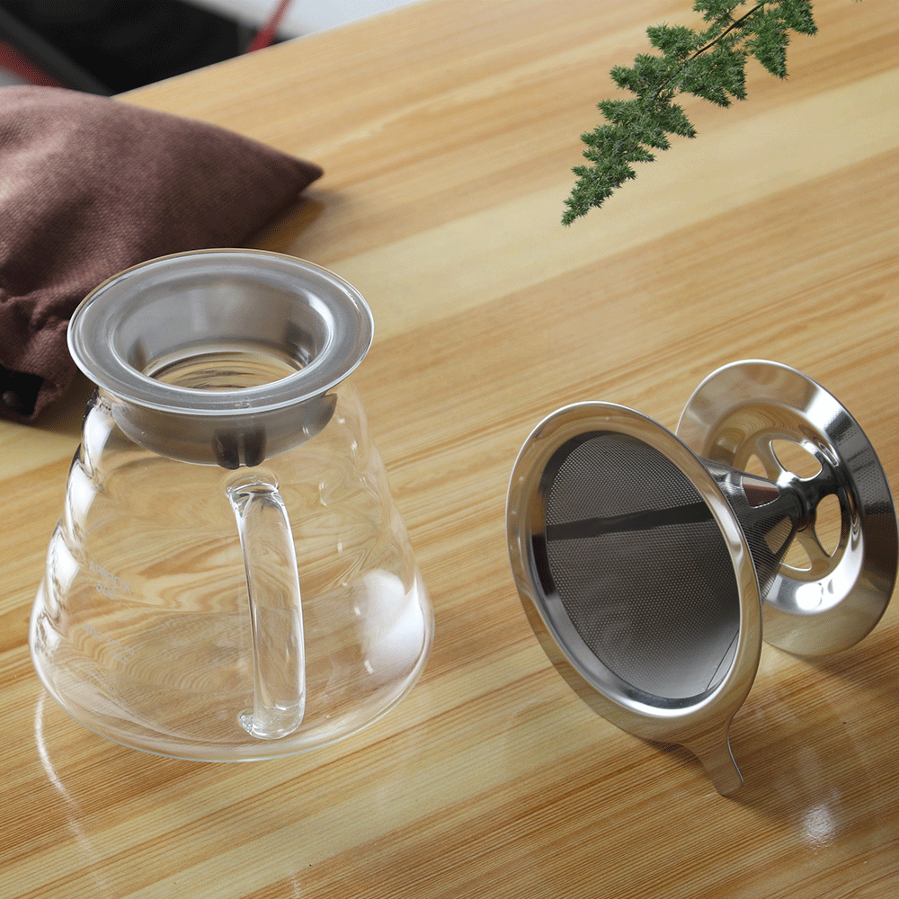 600ml Clear Glass Range Coffee Server pot pour over borosilicate glass coffee maker set