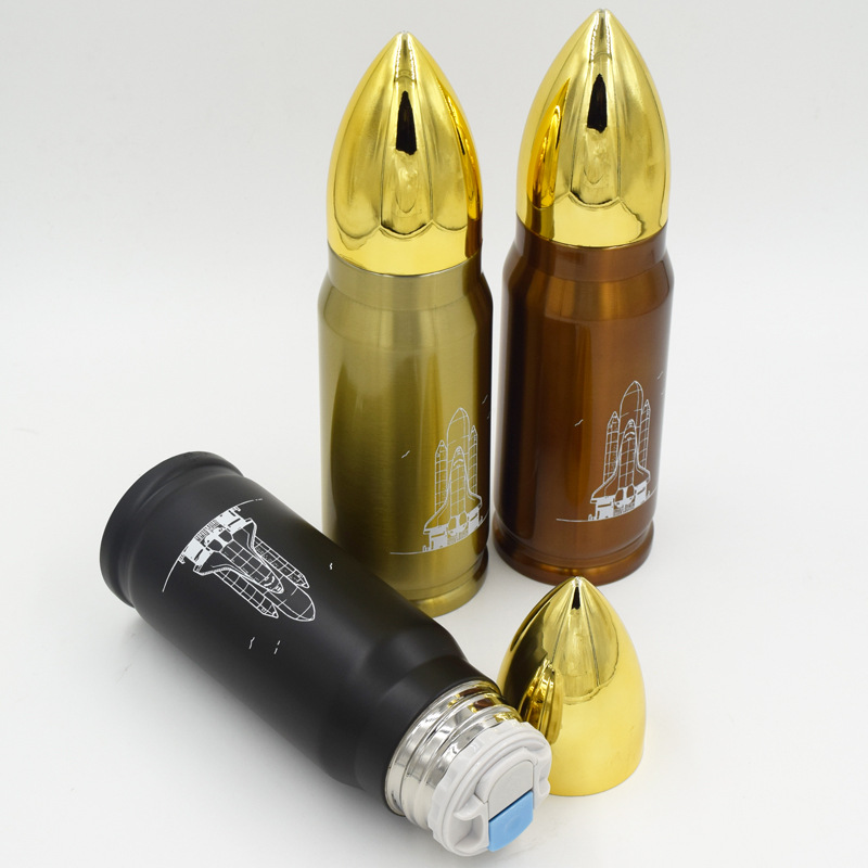 1000ml 17oz shotgun shell Bullet Shaped vacuum flask Stainless Steel rocket shaped bullet tumbler cup thermo water bottle