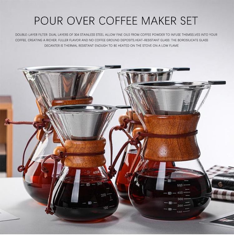 clear glass Coffee Dripper server Brewer Pot Coffee drip set borosilicate glass pour over coffee maker set