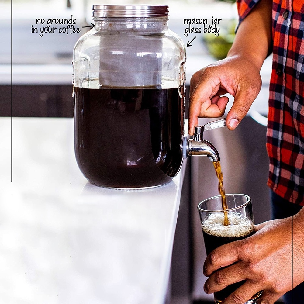 1 gallon portable tea Drink glass iced drip Cold Brew pitcher system Cold Brew Mason Jar Coffee Maker with filter