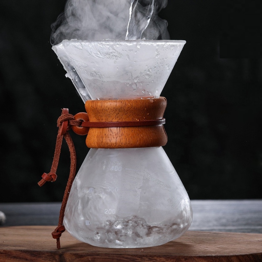 glass coffee pour over drip coffee set with borosilicate glass coffee pot