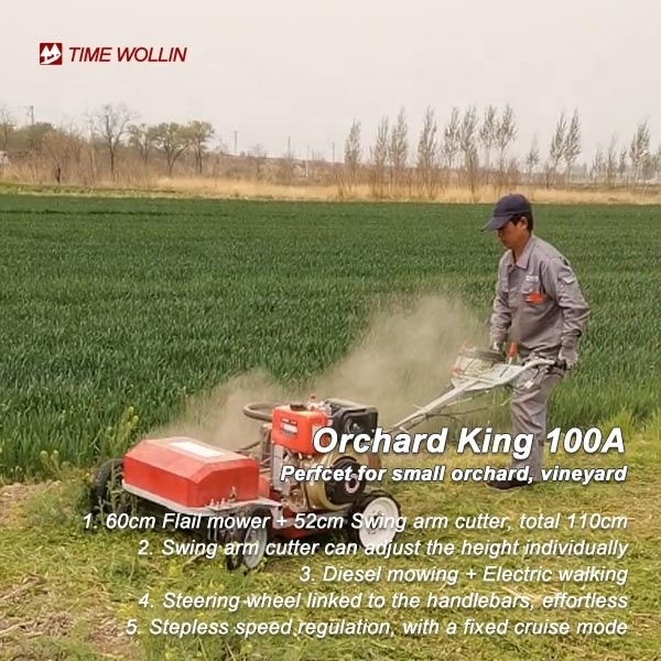 2023 New Swing arm Flail mower walk behind Orchard King 100A orchard under tree mower around tree mower