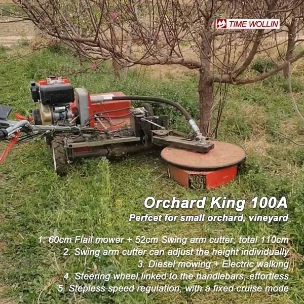 Orchard Swing Arm Flail mower Walk Behind - Vineyard mower undervine mowing machine - Orchard King 100A