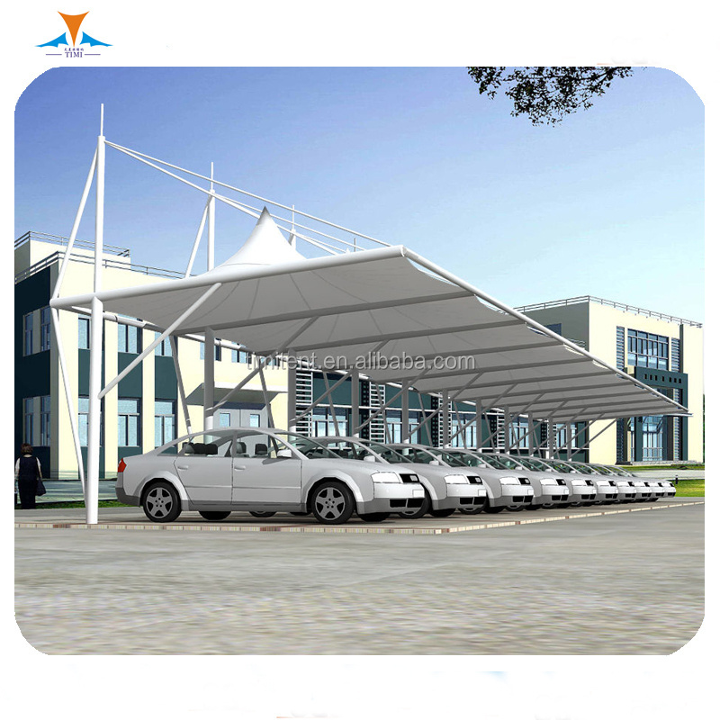 Garden buildings car parking awning shed garages carports tents with steel Frame PVDF Membrane tensile structure canopy