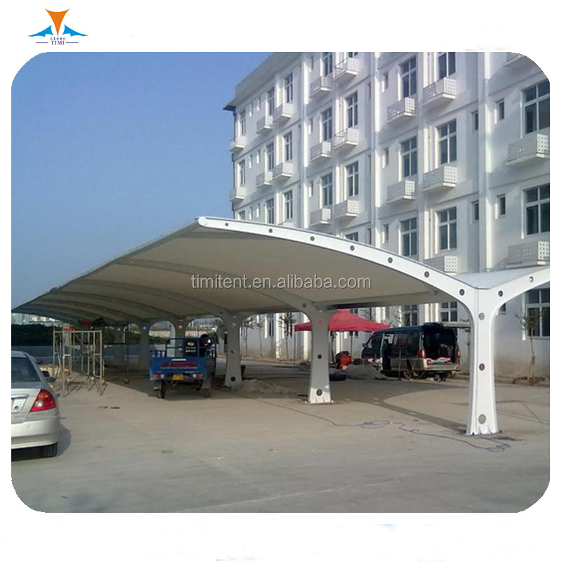 steel structure pipe PVDF material roof cover car parking shed roof design