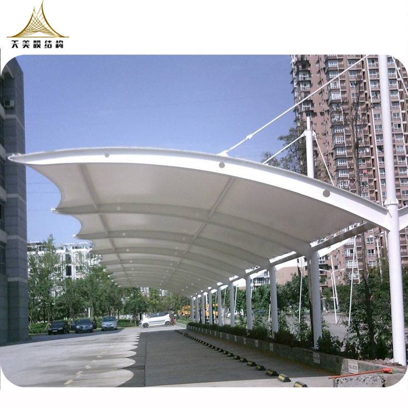 Outdoor carport car parking shelter metal frame tensile membrane structure garage canopy