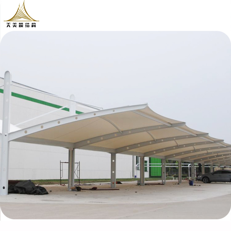 Outdoor carport car parking shelter metal frame tensile membrane structure garage canopy