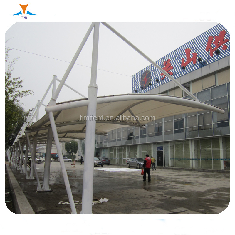 steel structure pipe PVDF material roof cover car parking shed roof design