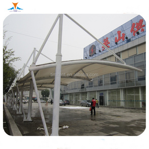 steel structure pipe PVDF material roof cover car parking shed roof design