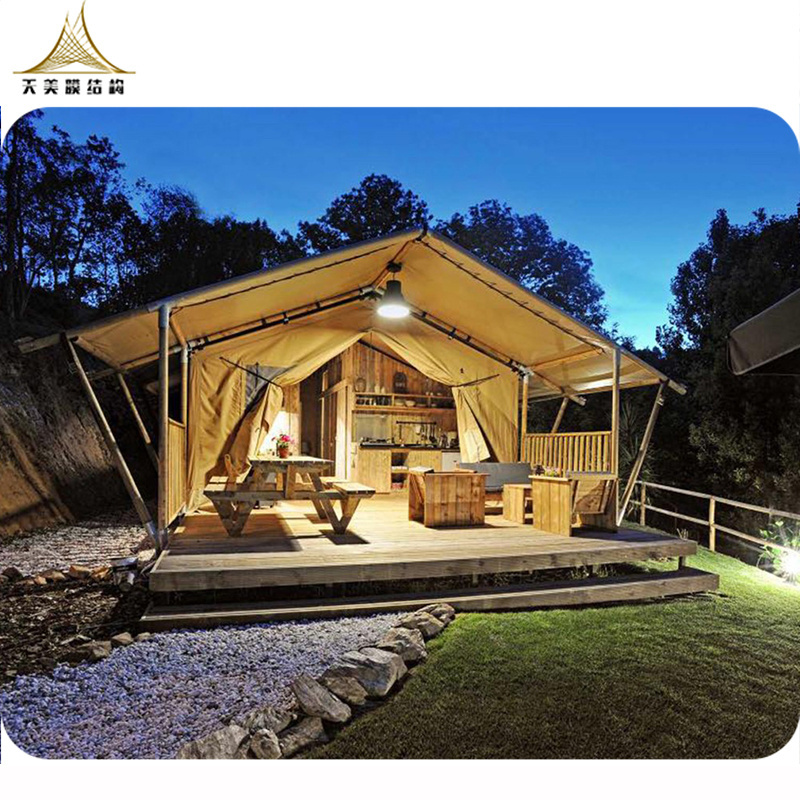 House shaped tents camping waterproof glamping cabins lodge winter resort