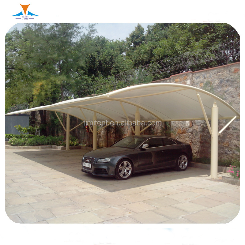 steel structure pipe PVDF material roof cover car parking shed roof design