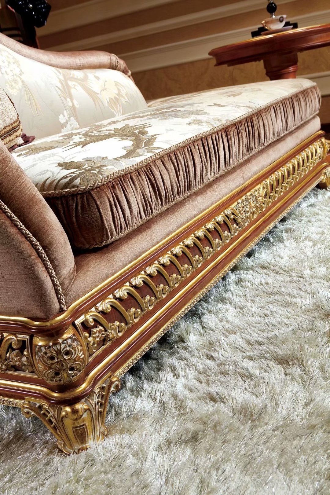 French Luxury Baroque Style Living Room Sofa Set Royal Palace Hand-carved Fabric Sofa European Living Room Furniture