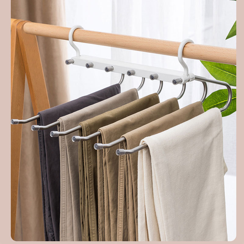 Wholesale stainless steel pants rack, anti slip clothes rack, bold home folding clothing store pants clip