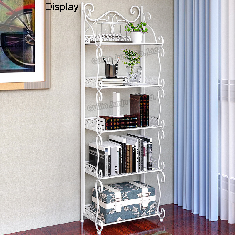 Folding Storage Shelves 5 Tier Metal for Home Living Room Kitchen Bathroom Corner