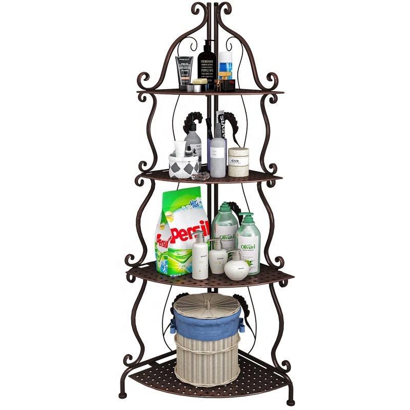 Folding Metal Storage Shelf 4 Tier or Living room Kitchen Bathroom Corner