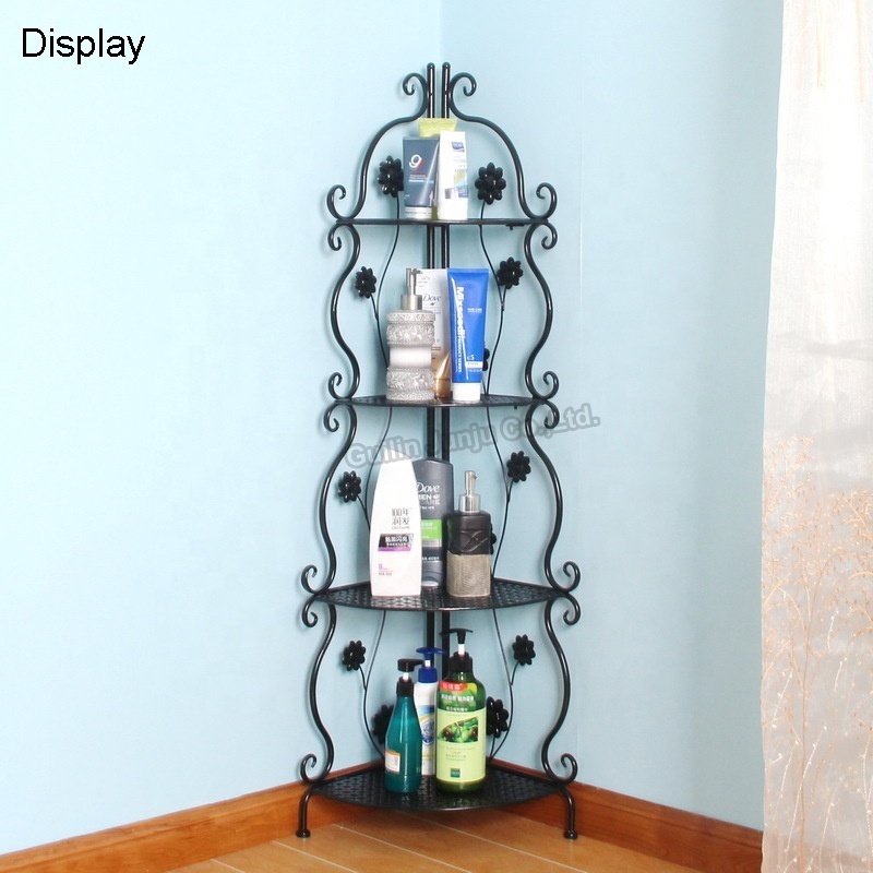 Folding Metal Storage Shelf 4 Tier or Living room Kitchen Bathroom Corner