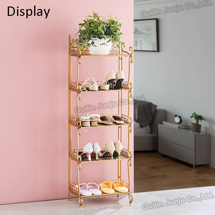 Junju 5 Tier Folding Metal Storage Shelf for Living room Kitchen Bathroom Corner