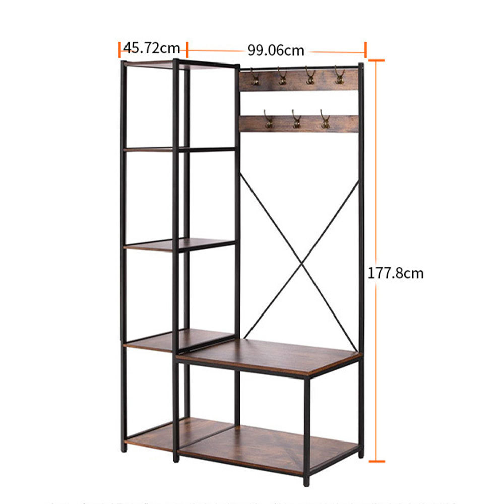 Metal Garment Rack With Wood Coat Rack Removable Clothes Hanger Floor coat rack