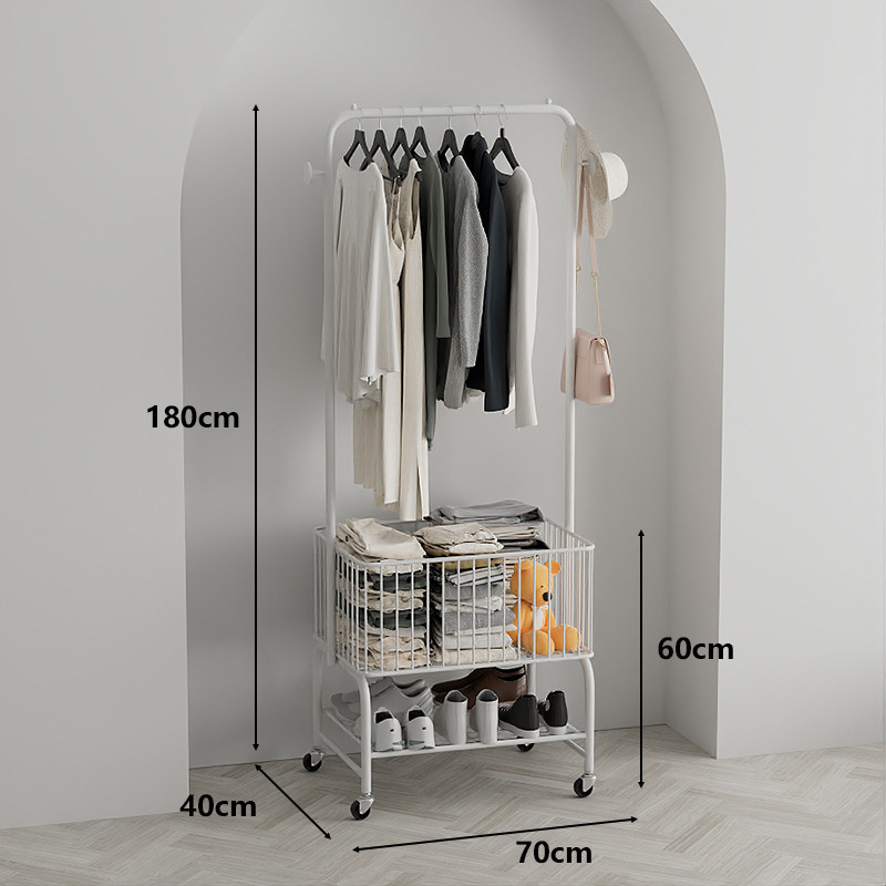 Multi functional clothes hanger in bedroom Large capacity movable clothes rack Indoor storage clothes rack