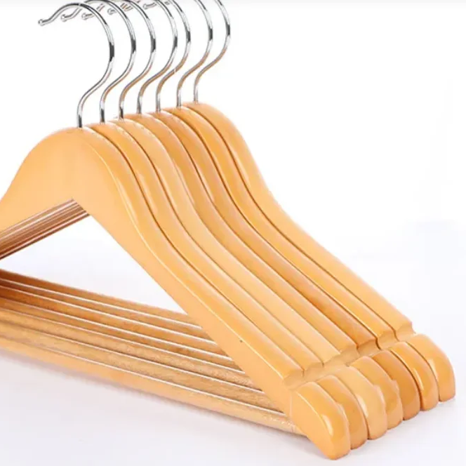 Wooden Hangers Natural Wood Hangers with Notches, Slim & Lightweight Hangers Wood for Clothes Coat Suit Jacket