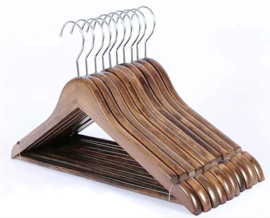 Wooden Hangers Natural Wood Hangers with Notches, Slim & Lightweight Hangers Wood for Clothes Coat Suit Jacket