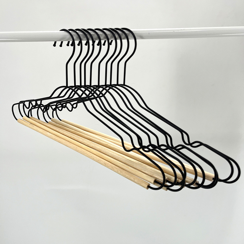 New arrival luxury eucalyptus metal wooden hanger clothes hangers