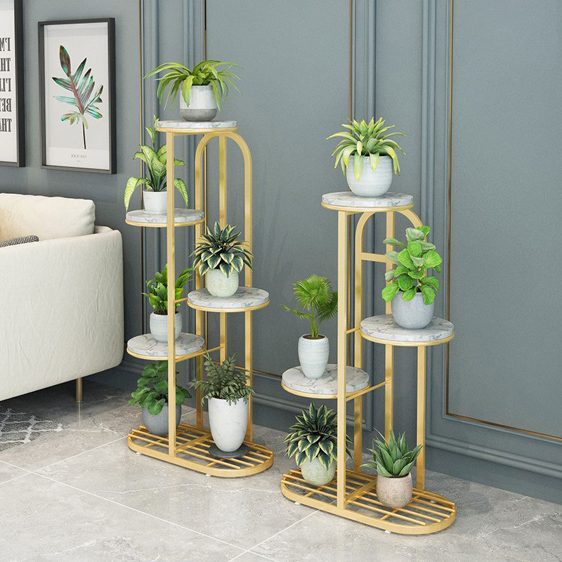 Nordic gold simple living room modern indoor decoration floor multi-layer rack iron flower stand